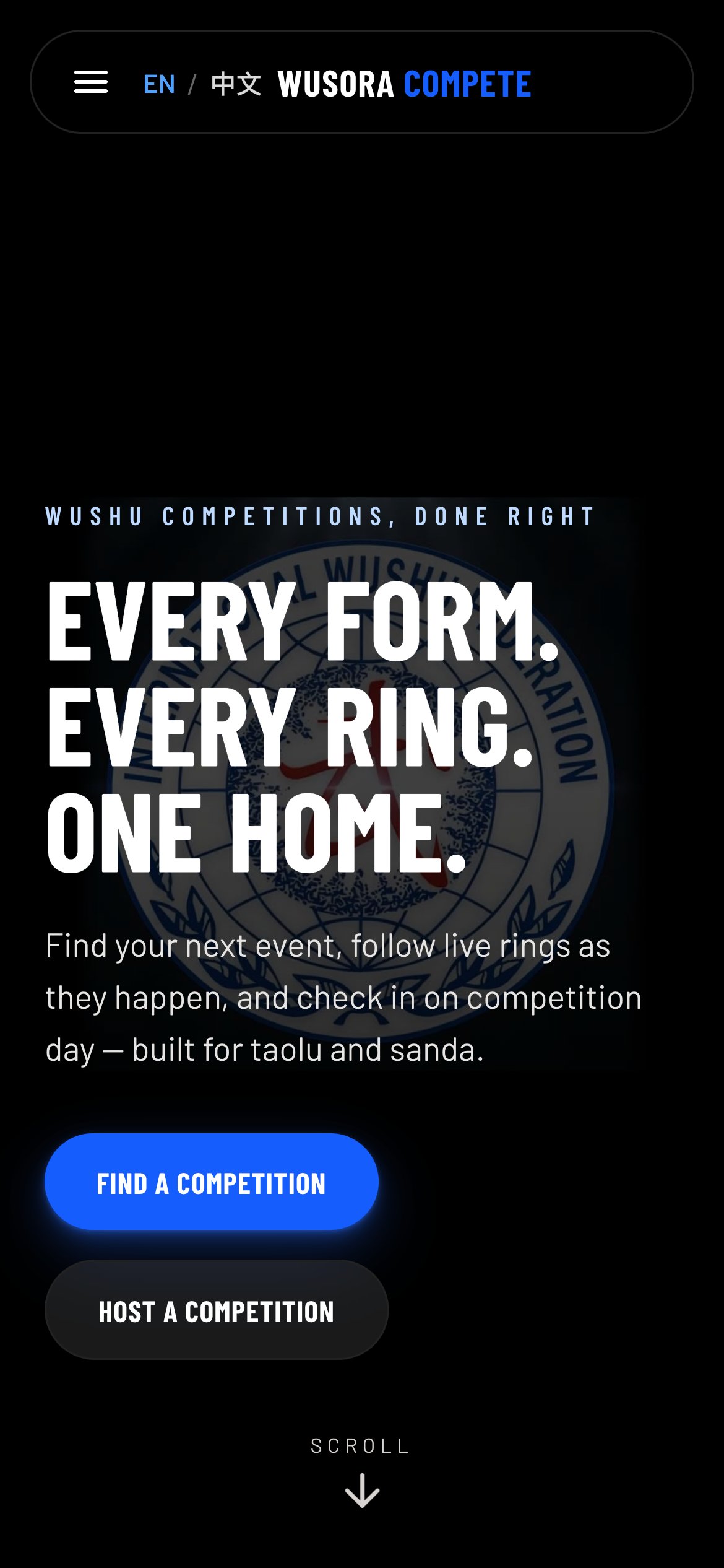The Wusora competitor site on a phone