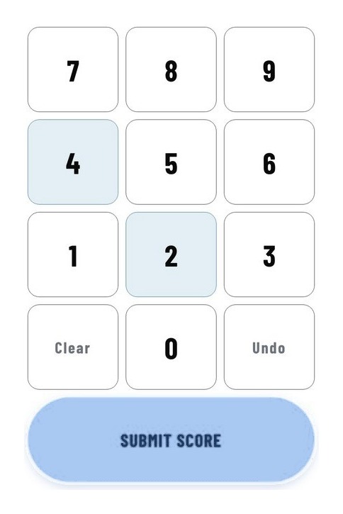 Judge keypad with a Submit score button