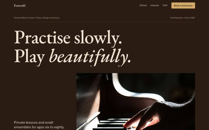 Fenwold Music School, Piano and strings school