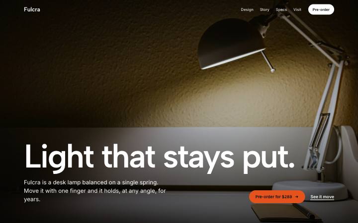Fulcra, Designer desk lamp