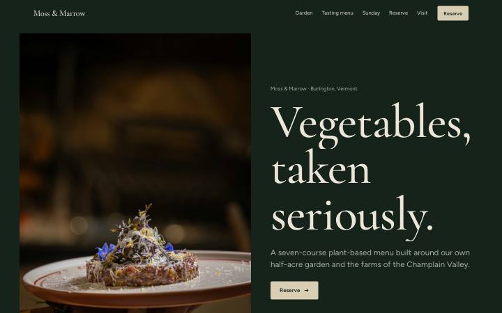 Moss & Marrow, Plant-based fine dining