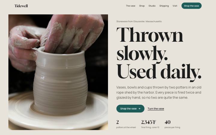 Tidewell Ceramics, Ceramics studio shop
